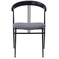 Kit 2 Cadeiras Escandinávia Fratini Encosto Madeira Assento Tecido Cinza Estrutura Aço Preto - 3