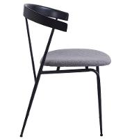 Kit 2 Cadeiras Escandinávia Fratini Encosto Madeira Assento Tecido Cinza Estrutura Aço Preto