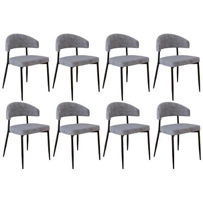Cadeira De Jantar Estofada Kit 8 Chloe M25 Linho Lautrec Cinza - Mpozenato