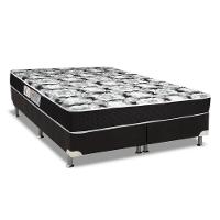 Cama Box Queen: Colchão Espuma D45 Luckspuma Gran Luck Black Pró Saúde + Base CRC Suede Black(158x198) - 1