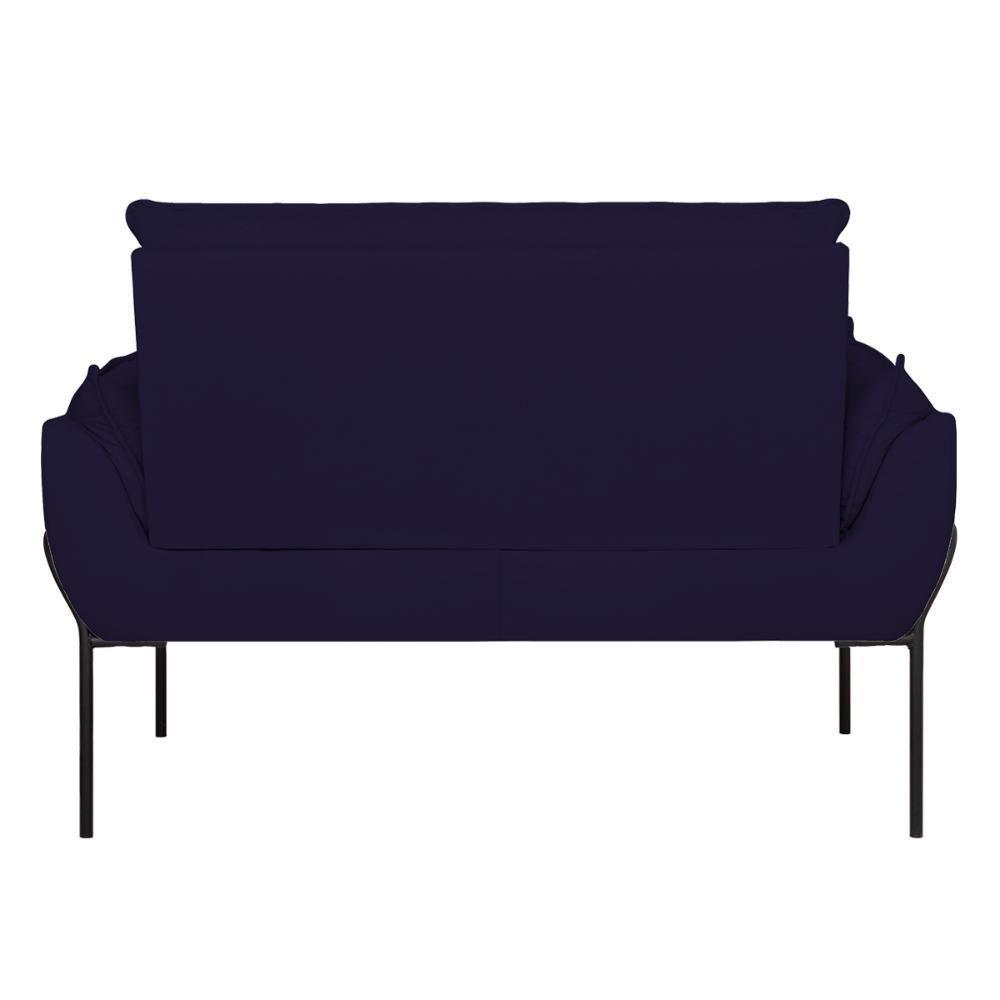 Sofá Namoradeira Base Metal Preta Reforçada Tecido Suede Azul Marinho - 7