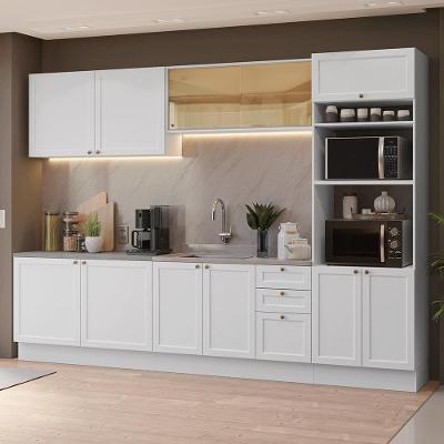 Armário de Cozinha Completa Vik 11 Portas 3 Gavetas MDF 310 cm Branco