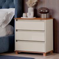 Mini Cômoda Para Quarto 3 Gavetas Prisma Off White/freijó