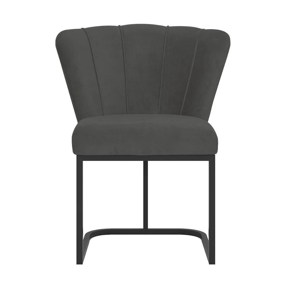 Kit 4 Cadeiras Jantar Flor Mesa Cozinha Reforçada Base Metal Preta Cinza - 5