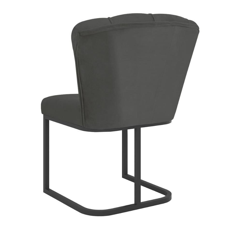 Kit 4 Cadeiras Jantar Flor Mesa Cozinha Reforçada Base Metal Preta Cinza - 6