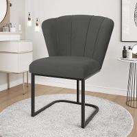 Kit 4 Cadeiras Jantar Flor Mesa Cozinha Reforçada Base Metal Preta Cinza - 2