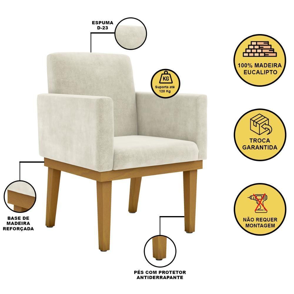 Cadeira Com Base Reforçada Para Apartamento Sala ? Quarto Bege - 3