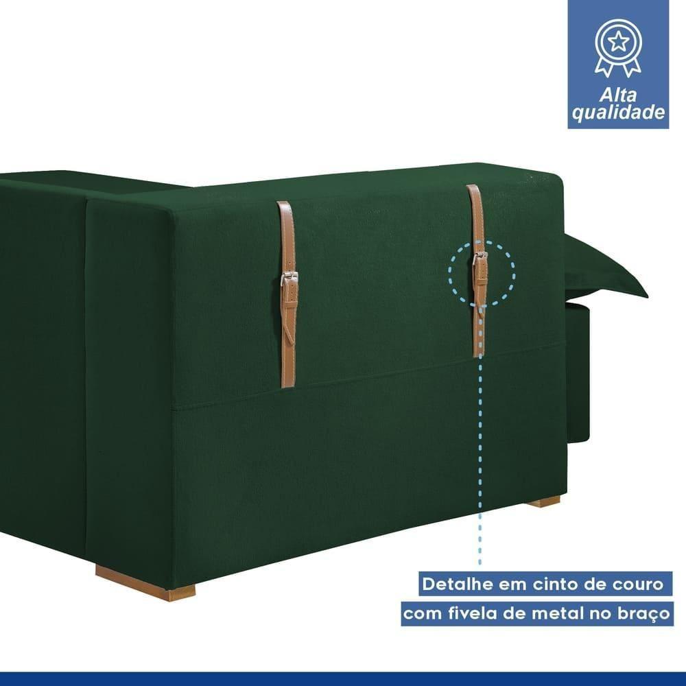 Sofá Cama Retrátil E Reclinável Arizona Veludo Verde 2,40m - 9