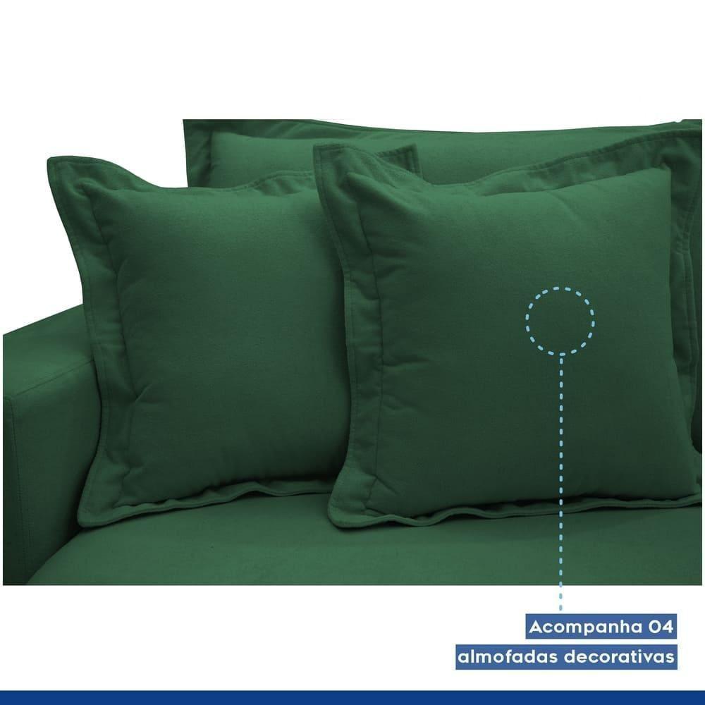 Sofá Cama Retrátil E Reclinável Arizona Veludo Verde 2,40m - 10