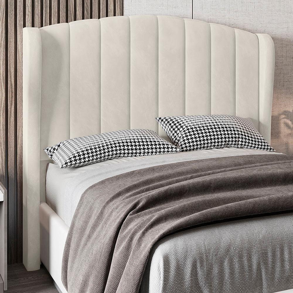 Cabeceira Casal King Cama Box 195cm Glenda Z04 Veludo Bege - Mpozenato - 2