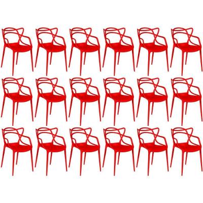 Kit 18 Cadeiras De Jantar Allegra Design Empilhável - Vermelho