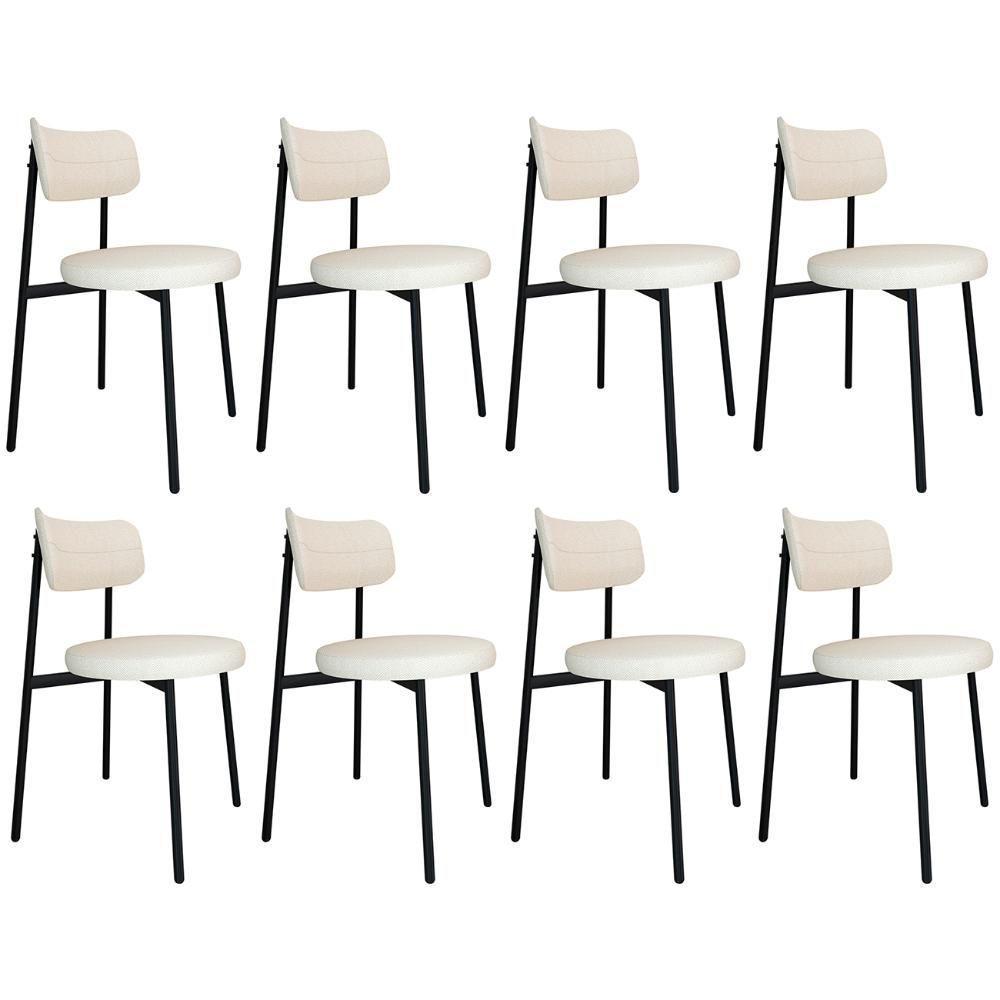 Cadeira De Jantar Estofada Kit 8 Nyka M25 Linho Palha - Mpozenato - 1