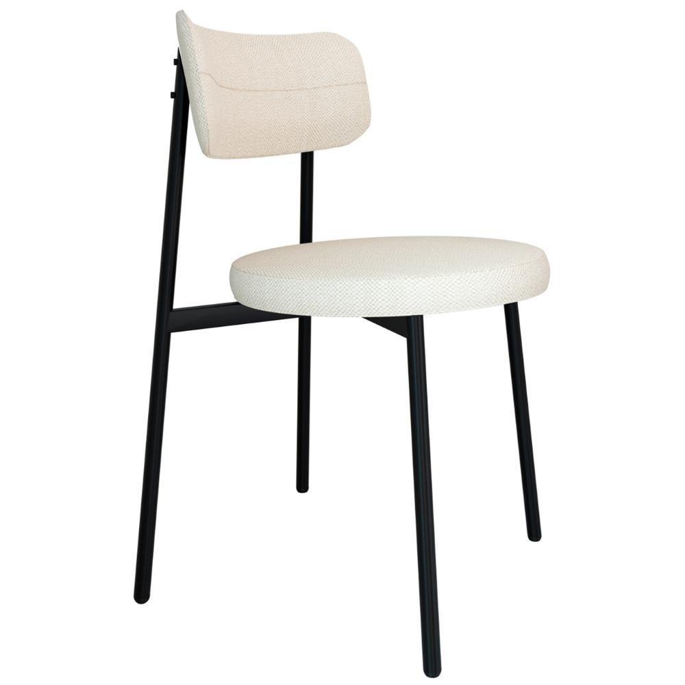 Cadeira De Jantar Estofada Kit 8 Nyka M25 Linho Palha - Mpozenato - 5