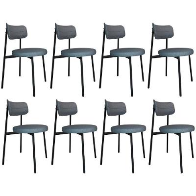 Cadeira De Jantar Estofada Kit 8 Nyka M25 Linho Cinza - Mpozenato