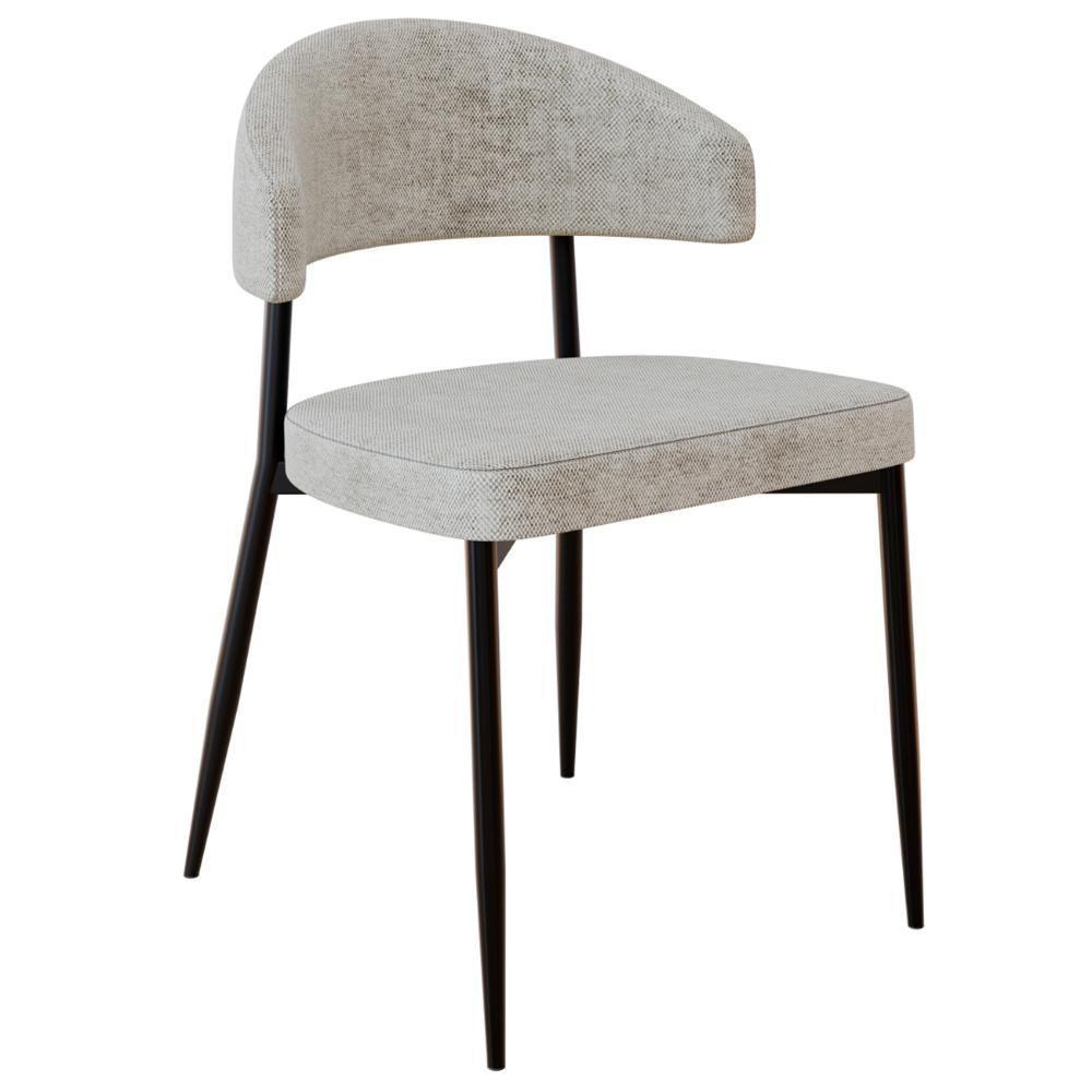 Cadeira De Jantar Estofada Fixa Chloe M25 Linho Lautrec Off - Mpozenato - 1