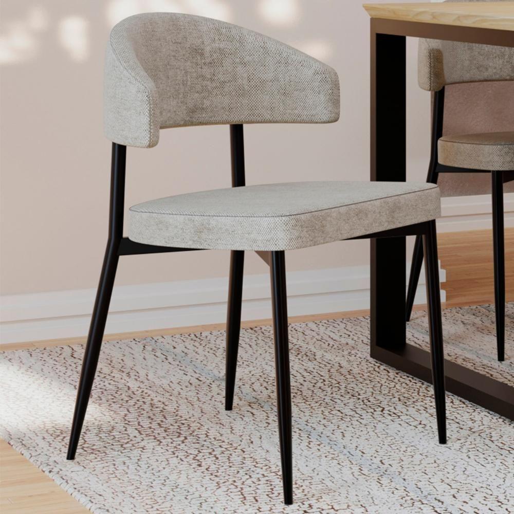 Cadeira De Jantar Estofada Fixa Chloe M25 Linho Lautrec Off - Mpozenato - 2