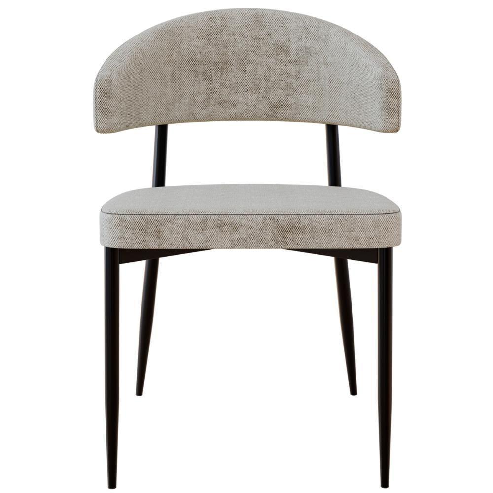 Cadeira De Jantar Estofada Fixa Chloe M25 Linho Lautrec Off - Mpozenato - 5