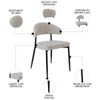 Cadeira De Jantar Estofada Fixa Chloe M25 Linho Lautrec Off - Mpozenato - 3