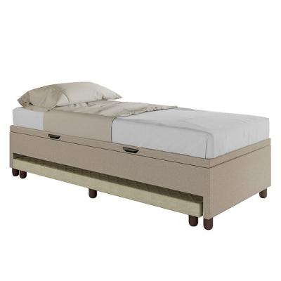 Bicama Box Baú Solteiro 88x188 Cm Samy S05 Linho Bege - Mpozenato