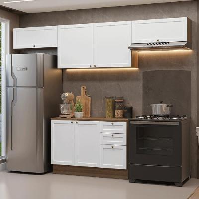 Armário de Cozinha Completa Vik 5 Portas 3 Gavetas MDF 280 cm Rustic e Branco