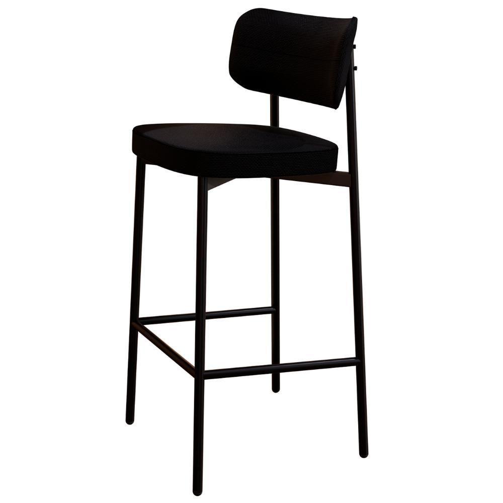 Banqueta Alta Bar Estofada Kit 6 Ella M25 Linho Preto - Mpozenato - 5