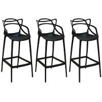 Kit 3 Banqueta Alta Allegra Com Encosto Design Cozinha/bancada - Preto - 1