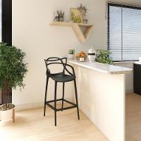 Kit 3 Banqueta Alta Allegra Com Encosto Design Cozinha/bancada - Preto - 3