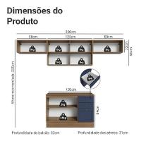 Armário De Cozinha Completa 280 Cm Vik Madesa 01 Rustic/azul - 3