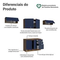 Armário De Cozinha Completa 280 Cm Vik Madesa 01 Rustic/azul