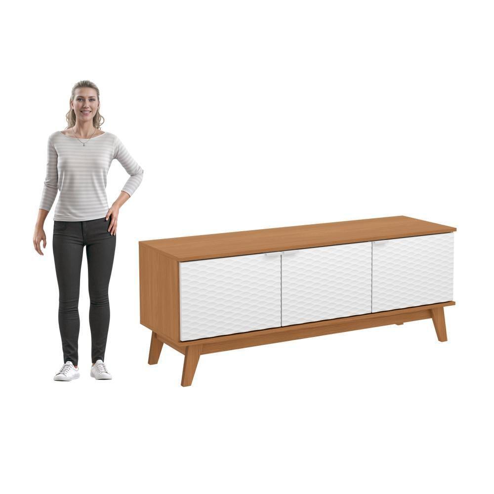 Rack Kappesberg 3 Portas 3d Canela/branco 136cm - 5