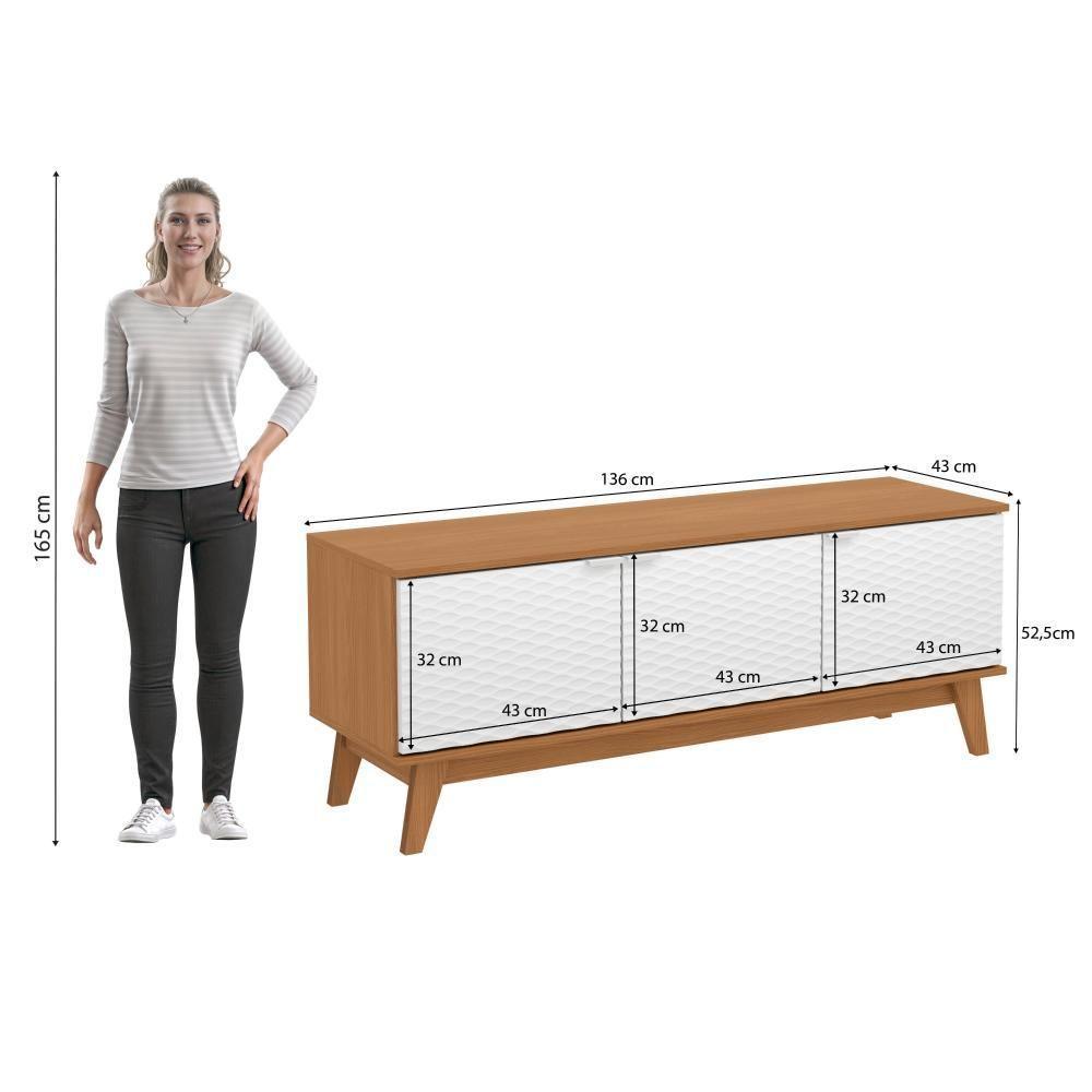 Rack Kappesberg 3 Portas 3d Canela/branco 136cm - 6