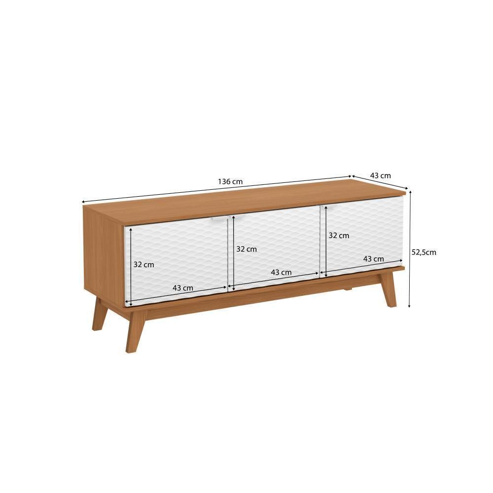 Rack Kappesberg 3 Portas 3d Canela/branco 136cm - 7