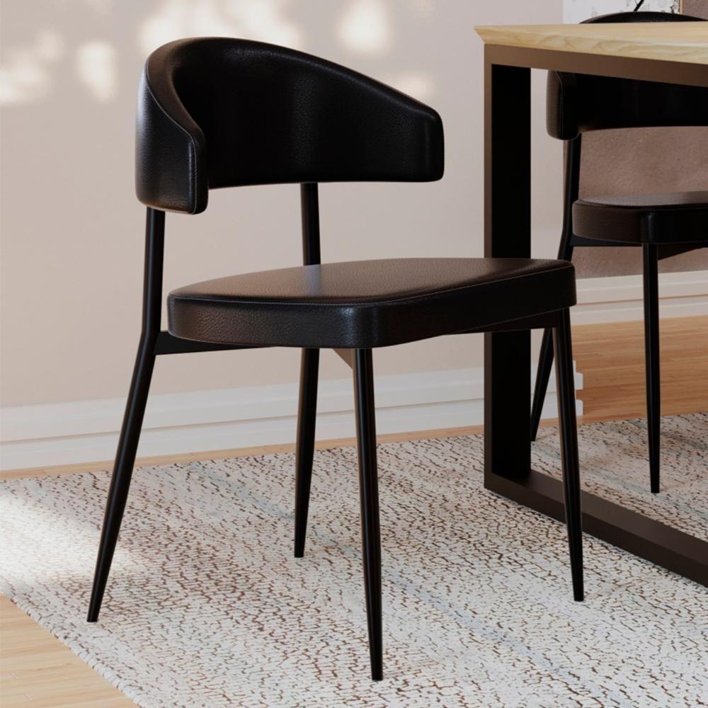 Cadeira De Jantar Estofada Kit 4 Chloe M25 Sintético Preto - Mpozenato - 2