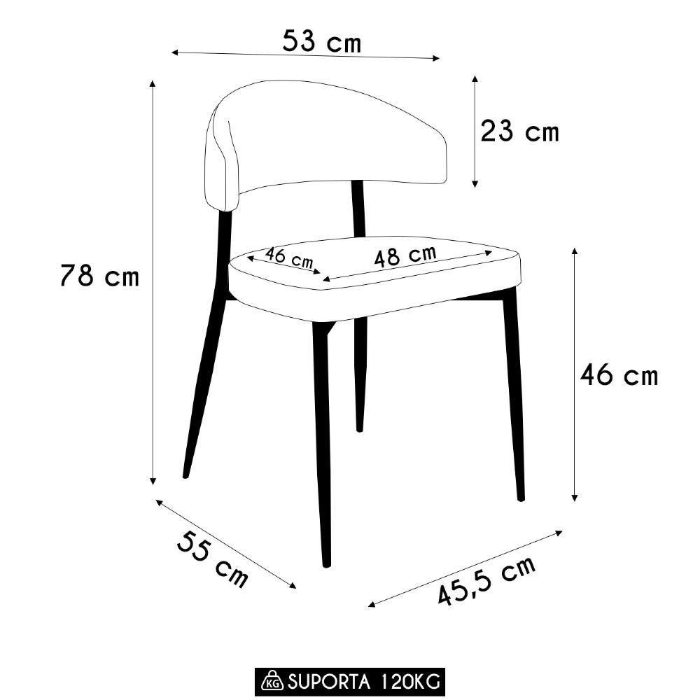 Cadeira De Jantar Estofada Kit 4 Chloe M25 Sintético Preto - Mpozenato - 4