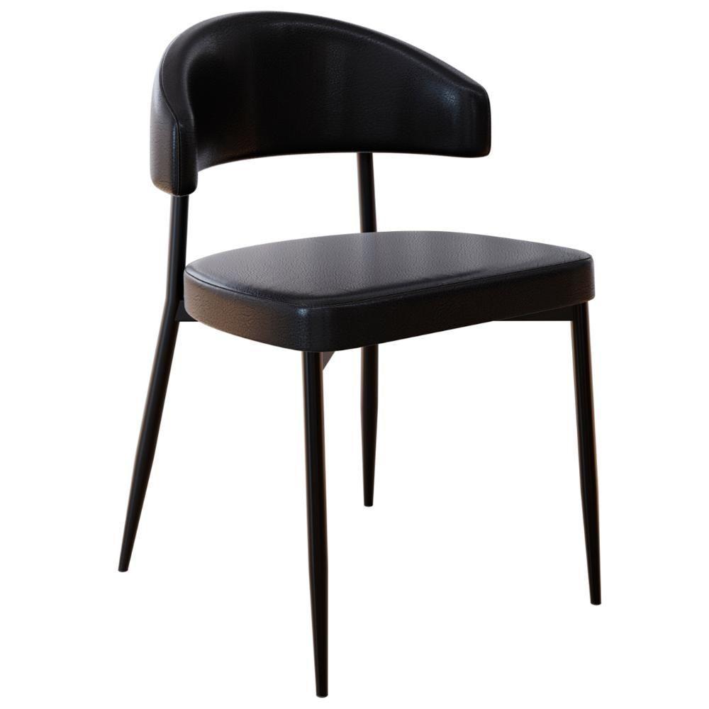 Cadeira De Jantar Estofada Kit 4 Chloe M25 Sintético Preto - Mpozenato - 5