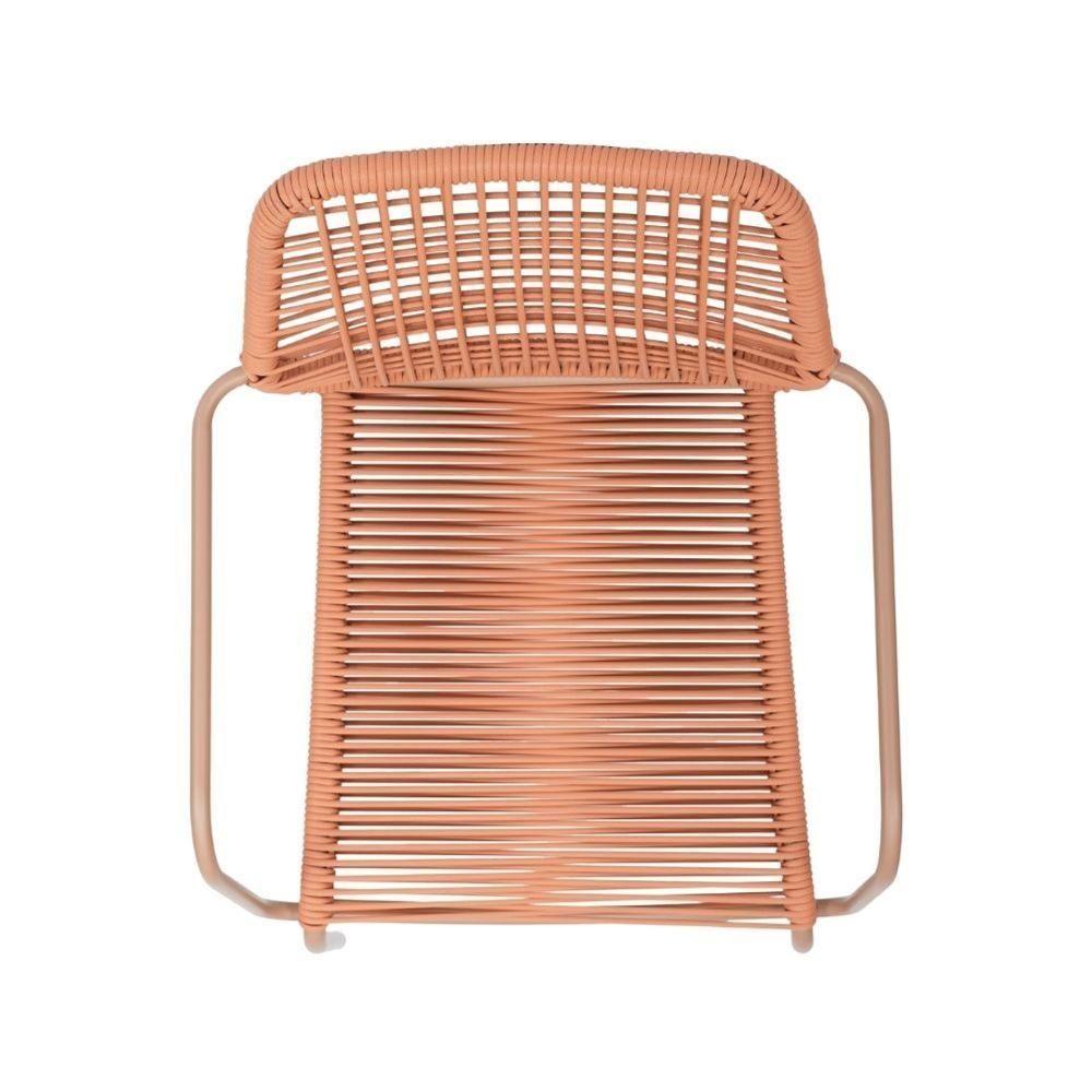 Kit 4 Cadeiras Com Braços Empilhável Copacabana Fratini Aço Carbono Trama Em Corda Náutica Terracota - 6