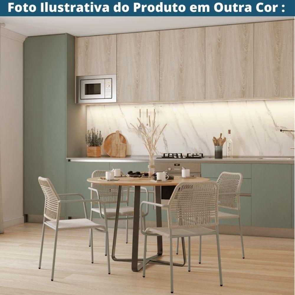 Kit 4 Cadeiras Com Braços Empilhável Copacabana Fratini Aço Carbono Trama Em Corda Náutica Terracota - 8