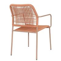 Kit 4 Cadeiras Com Braços Empilhável Copacabana Fratini Aço Carbono Trama Em Corda Náutica Terracota - 5