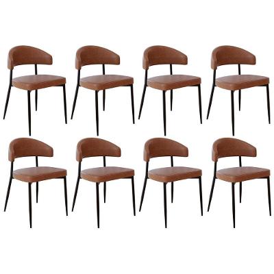 Cadeira De Jantar Estofada Kit 8 Chloe M25 Sintético Marrom - Mpozenato