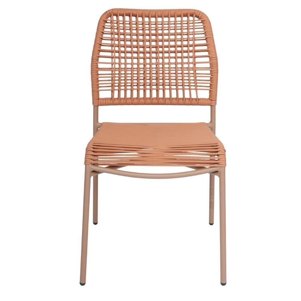 Kit 4 Cadeiras Empilhável Leme Fratini Aço Terracota Assento E Encosto Trama Corda Náutica Terracota - 3