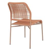 Kit 4 Cadeiras Empilhável Leme Fratini Aço Terracota Assento E Encosto Trama Corda Náutica Terracota - 5