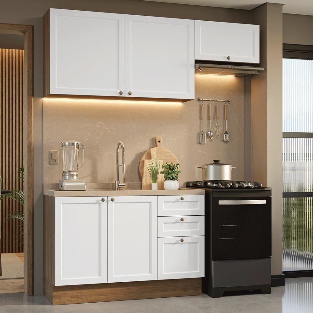 Armário De Cozinha Compacta 180 Cm Vik Madesa 02 Rustic/branco - 1