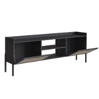 Rack 2 Portas Oslo Artesano 183 Cm (largura) Mdp Nero Palha Sintética Bege Pé Madeira Maciça - 2