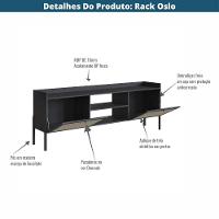 Rack 2 Portas Oslo Artesano 183 Cm (largura) Mdp Nero Palha Sintética Bege Pé Madeira Maciça - 5
