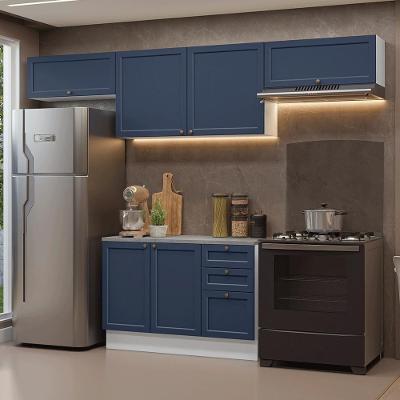 Armário de Cozinha Completa Vik Madesa 01 6 Portas 3 Gavetas MDF 280 cm Branco Azul
