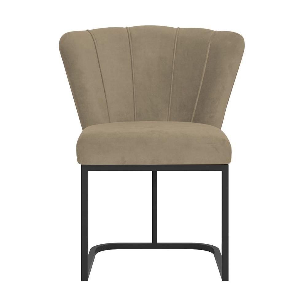 Cadeira Jantar Flor Mesa Cozinha Reforçada Base Metal Preta Capuccino - 4