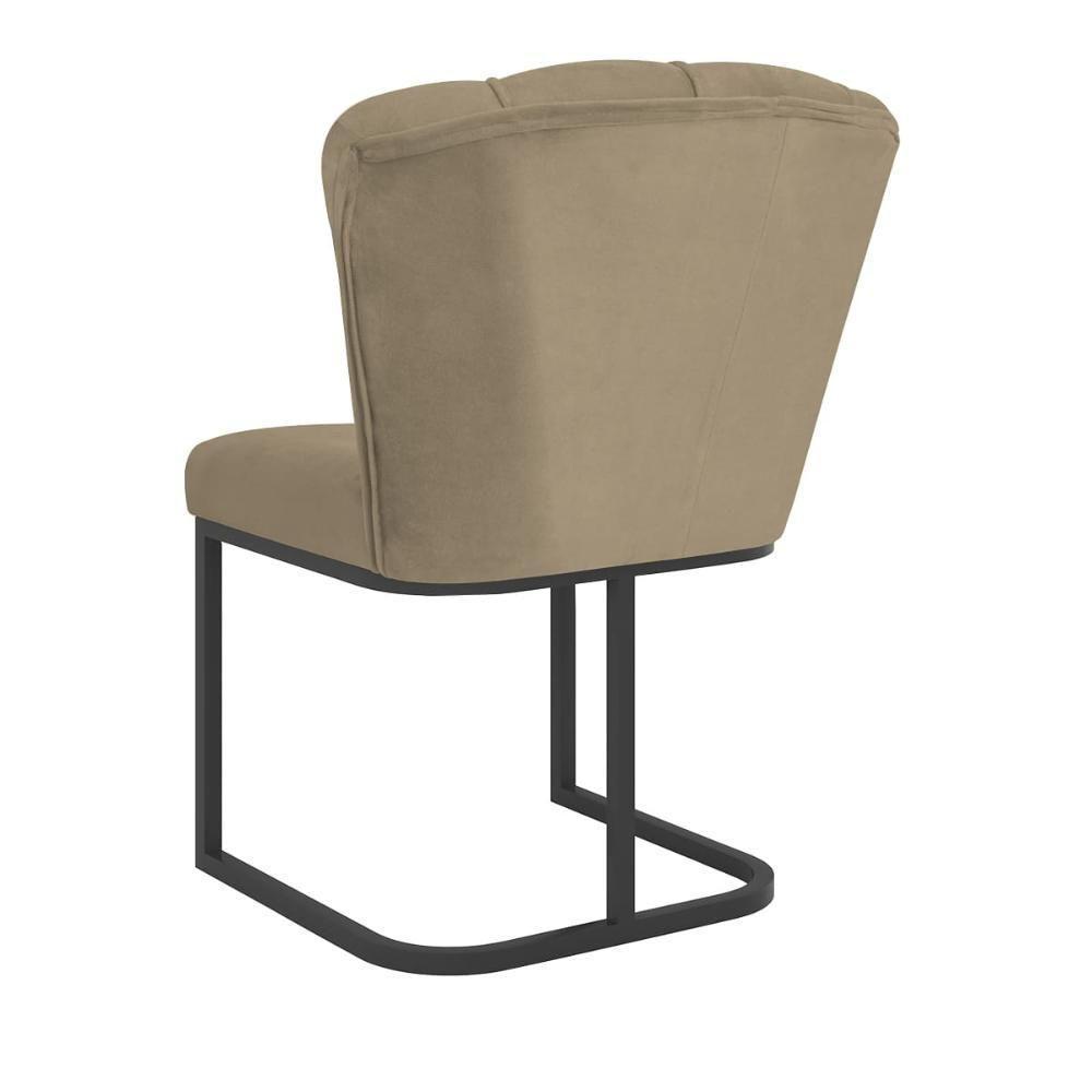 Cadeira Jantar Flor Mesa Cozinha Reforçada Base Metal Preta Capuccino - 5