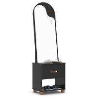 Toucador Com Espelho 1 Gaveta Nicho E 2 Ganchos Oranix Preto - 1