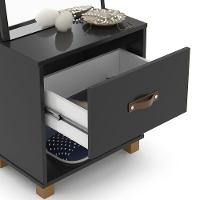 Toucador Com Espelho 1 Gaveta Nicho E 2 Ganchos Oranix Preto - 2