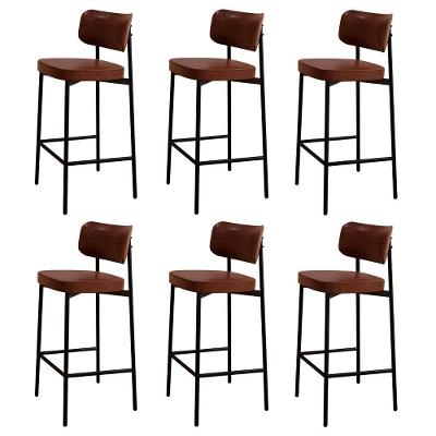 Banqueta Alta Bar Estofada Kit 6 Ella M25 Sintético Marrom - Mpozenato